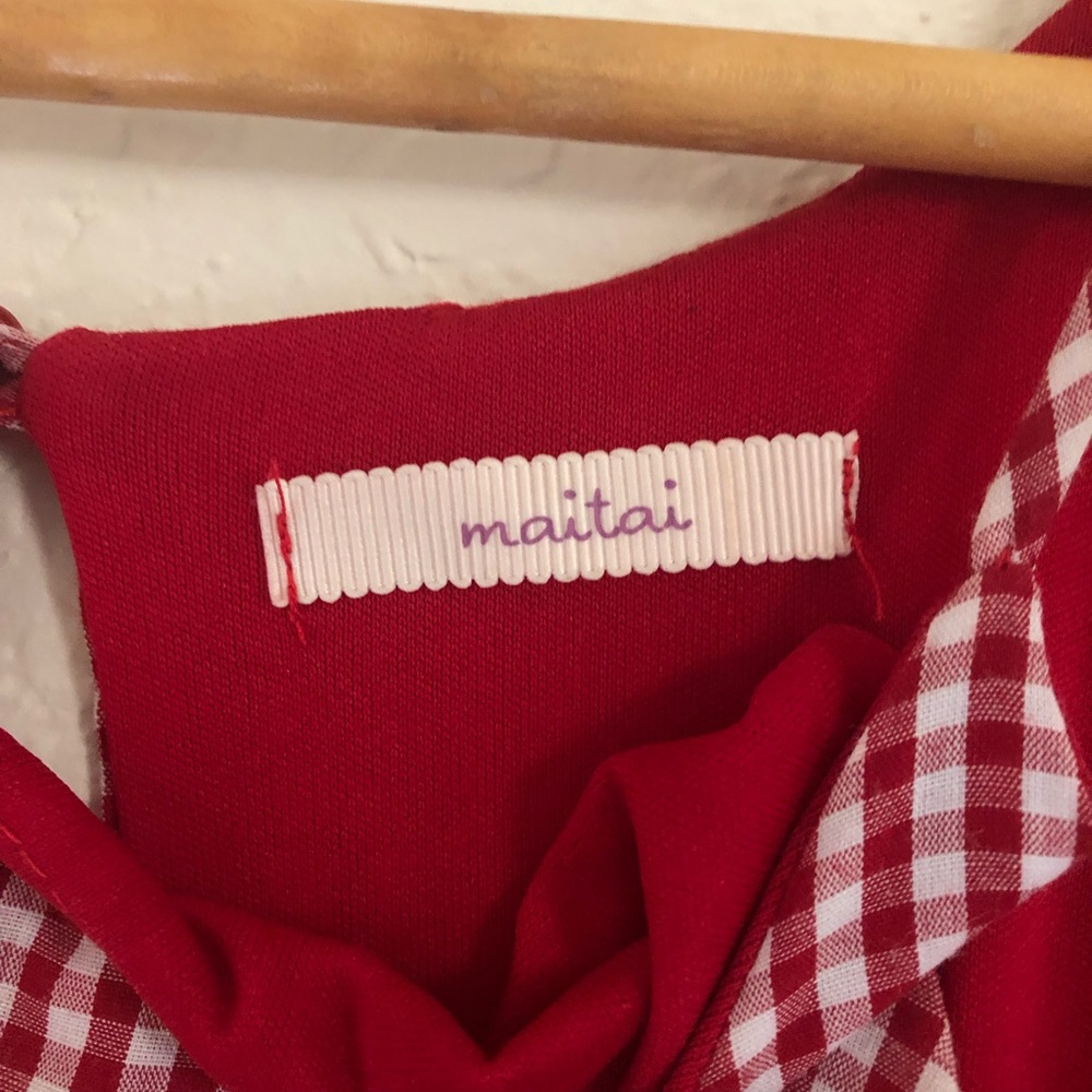 MaiTai Red Gingham Dress, Size M - Picture 4 of 5